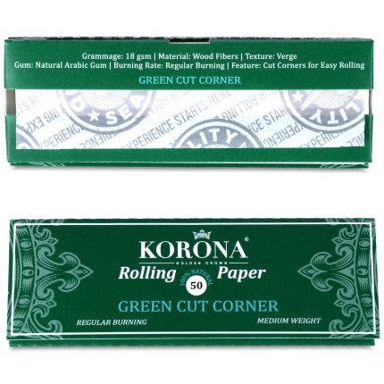 KORONA papirići za motanje 50/1-ZELENI sečeni uglovi