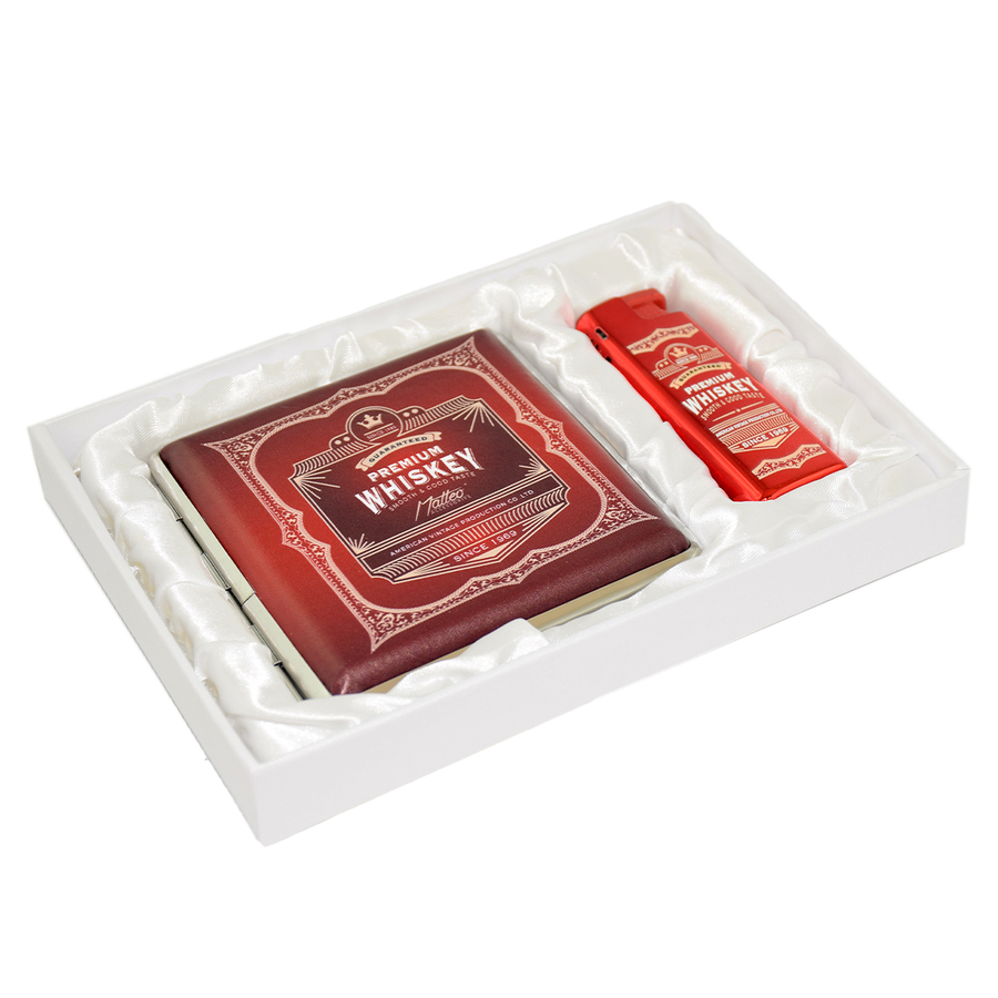 90358 MATTEO SET CRVENI- TABAKERA+TURBO UPALJAČ - Slika 1